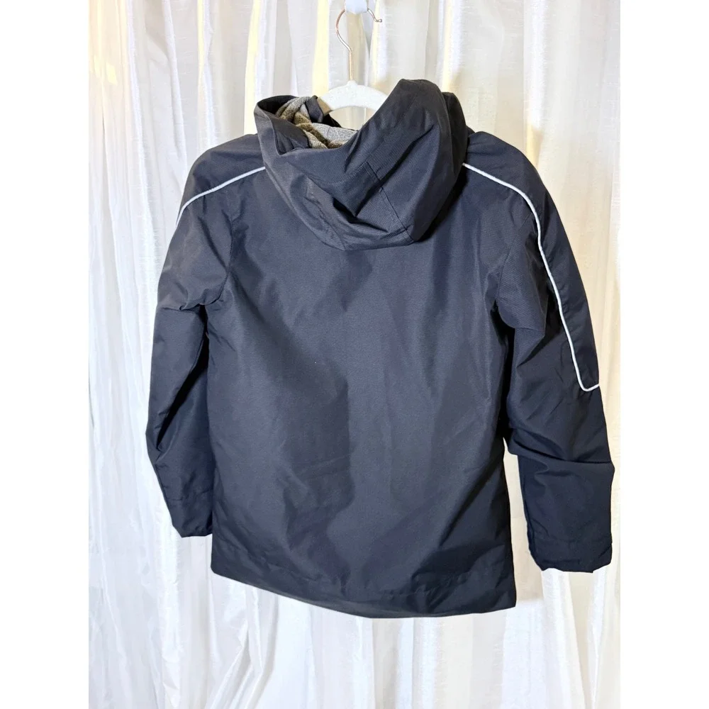 M&S Hooded Jacket Kids 13-14Yrs Black Excellent Reflective Piping Fleece Lined